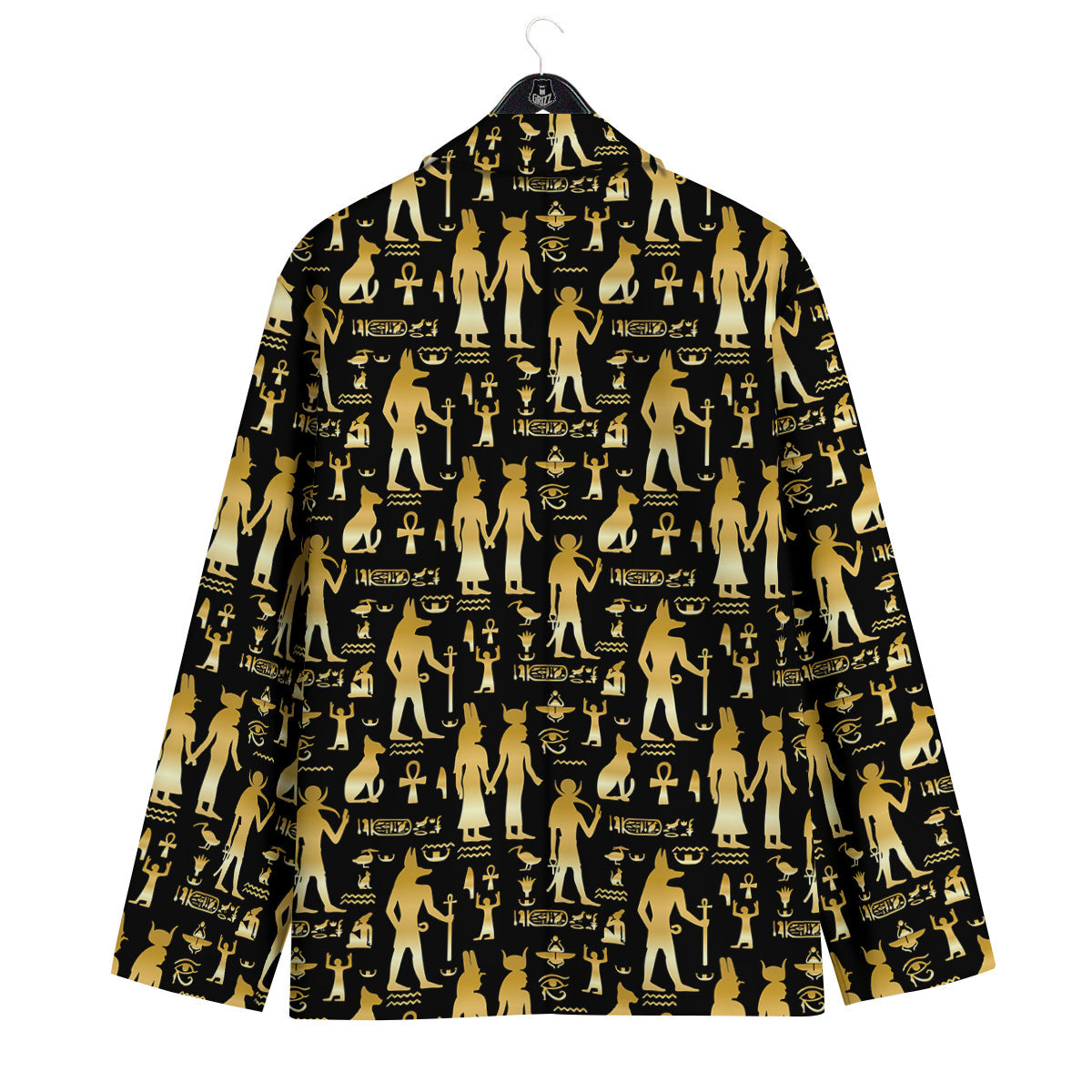 Gold And Black Egypt Ancient Mythology Print Pattern Men's Sport Coat-grizzshop