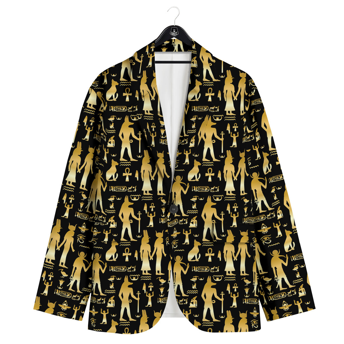 Gold And Black Egypt Ancient Mythology Print Pattern Men's Sport Coat-grizzshop