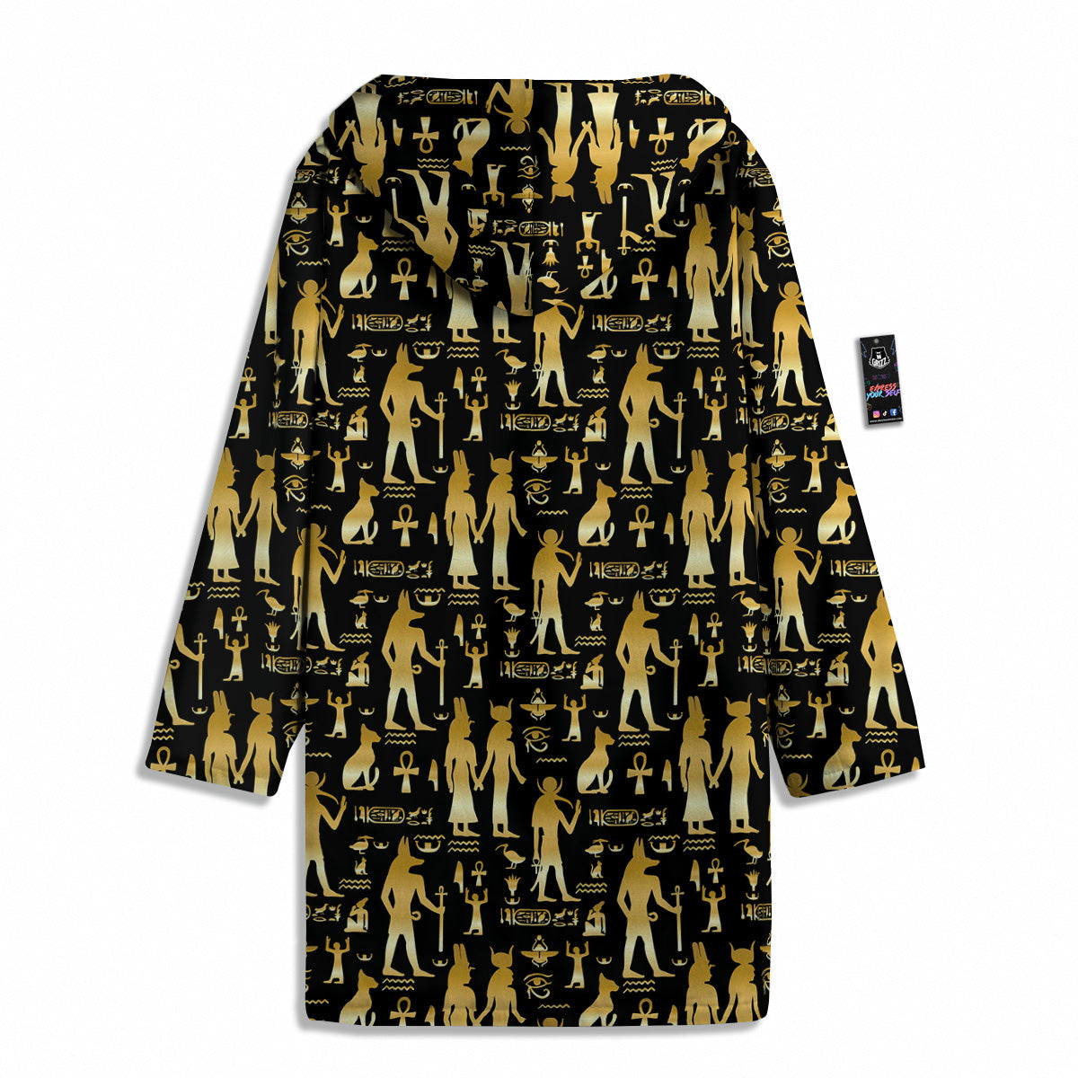 Gold And Black Egypt Ancient Mythology Print Pattern Men's Windbreaker Jacket-grizzshop