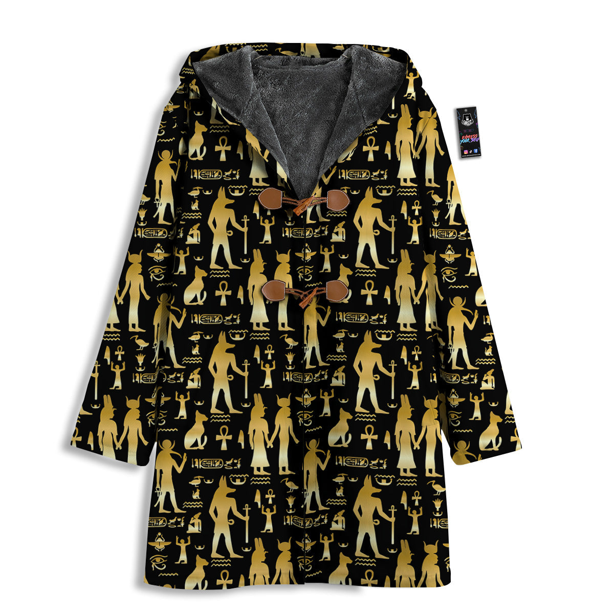 Gold And Black Egypt Ancient Mythology Print Pattern Men's Windbreaker Jacket-grizzshop