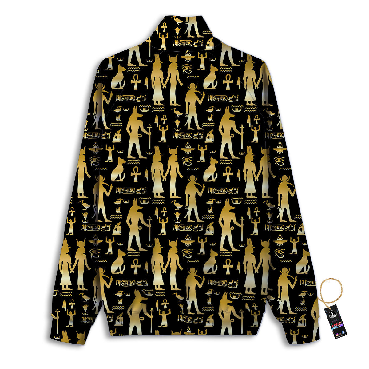 Gold And Black Egypt Ancient Mythology Print Pattern Track Jacket-grizzshop