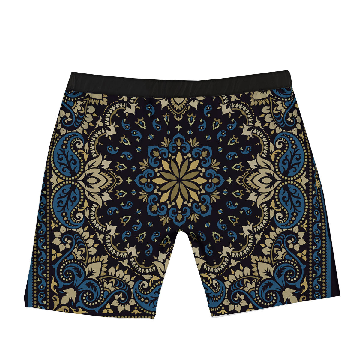 Gold Blue Paisley Bandana Print Boxer Briefs-grizzshop