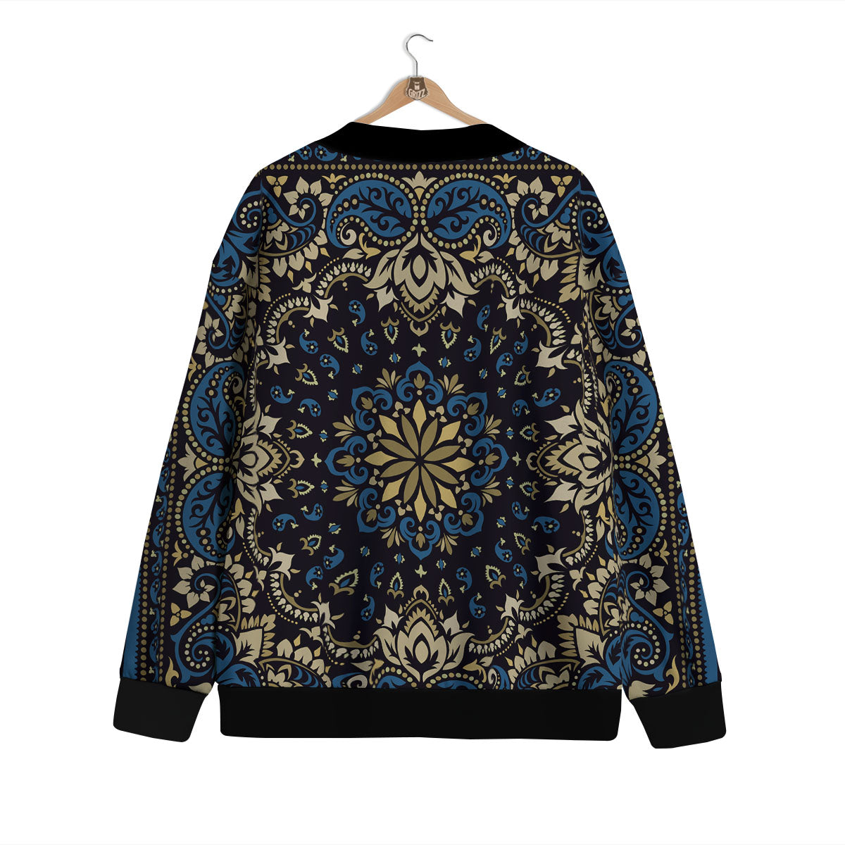Gold Blue Paisley Bandana Print Cardigan-grizzshop