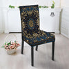 Gold Blue Paisley Bandana Print Dining Chair Slipcover-grizzshop