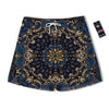 Gold Blue Paisley Bandana Print Men's Running Shorts-grizzshop