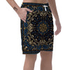 Gold Blue Paisley Bandana Print Men's Shorts-grizzshop