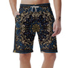 Gold Blue Paisley Bandana Print Men's Shorts-grizzshop