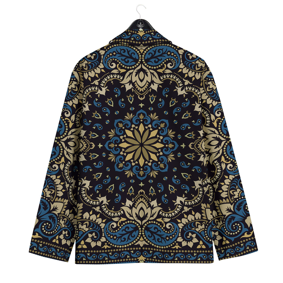 Gold Blue Paisley Bandana Print Men's Sport Coat-grizzshop