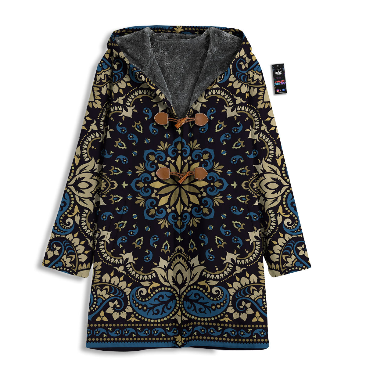 Gold Blue Paisley Bandana Print Men's Windbreaker Jacket-grizzshop