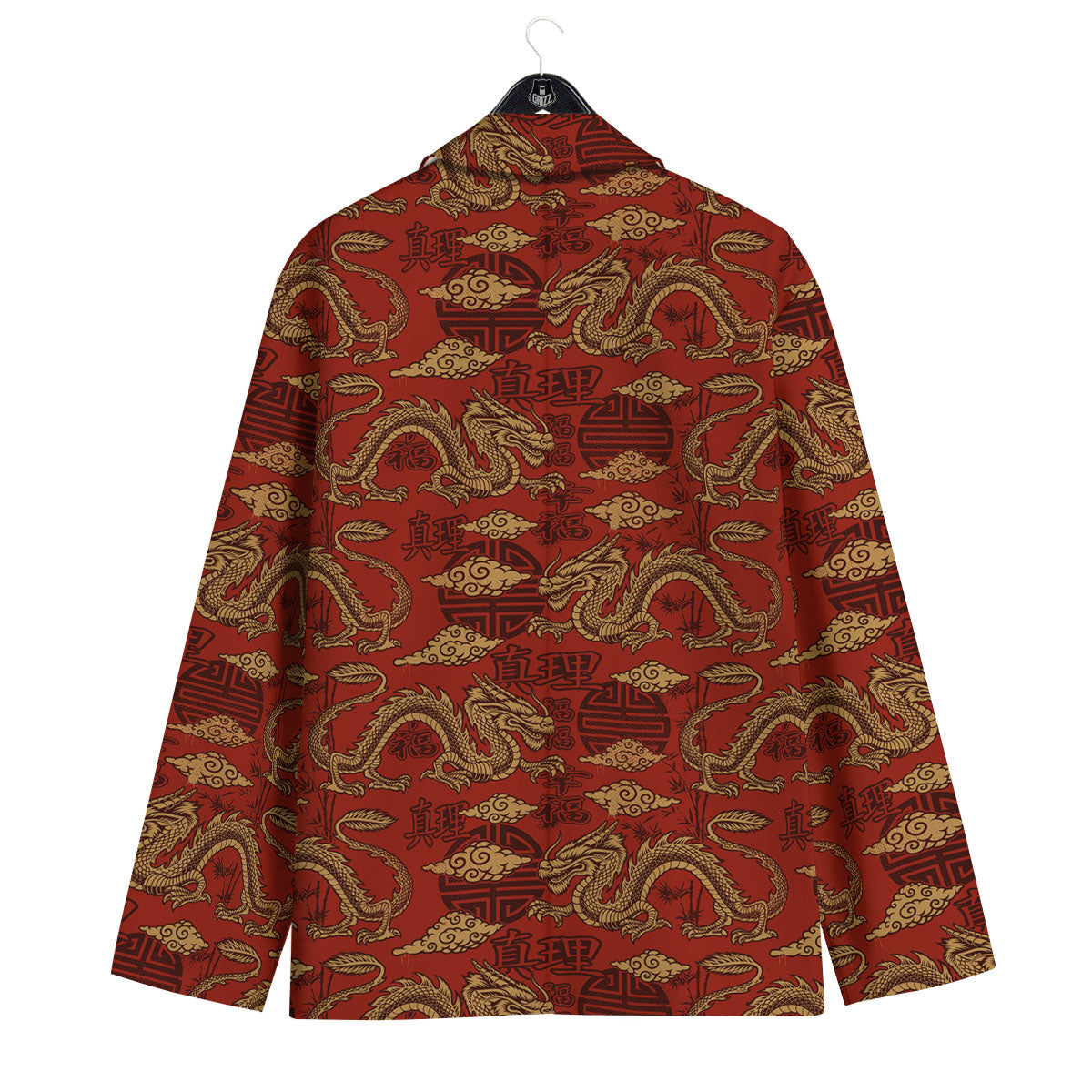 Gold Chinese Dragon Print Pattern Men's Sport Coat-grizzshop