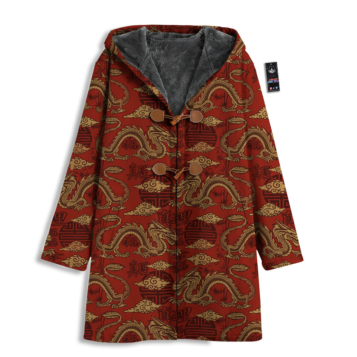 Gold Chinese Dragon Print Pattern Men's Windbreaker Jacket-grizzshop
