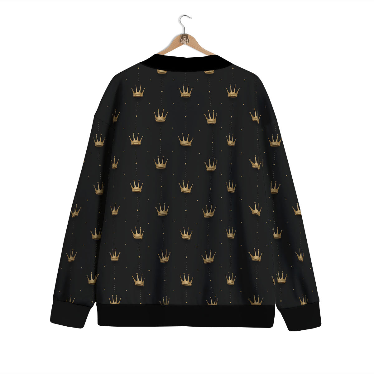Gold Crown Print Pattern Cardigan-grizzshop