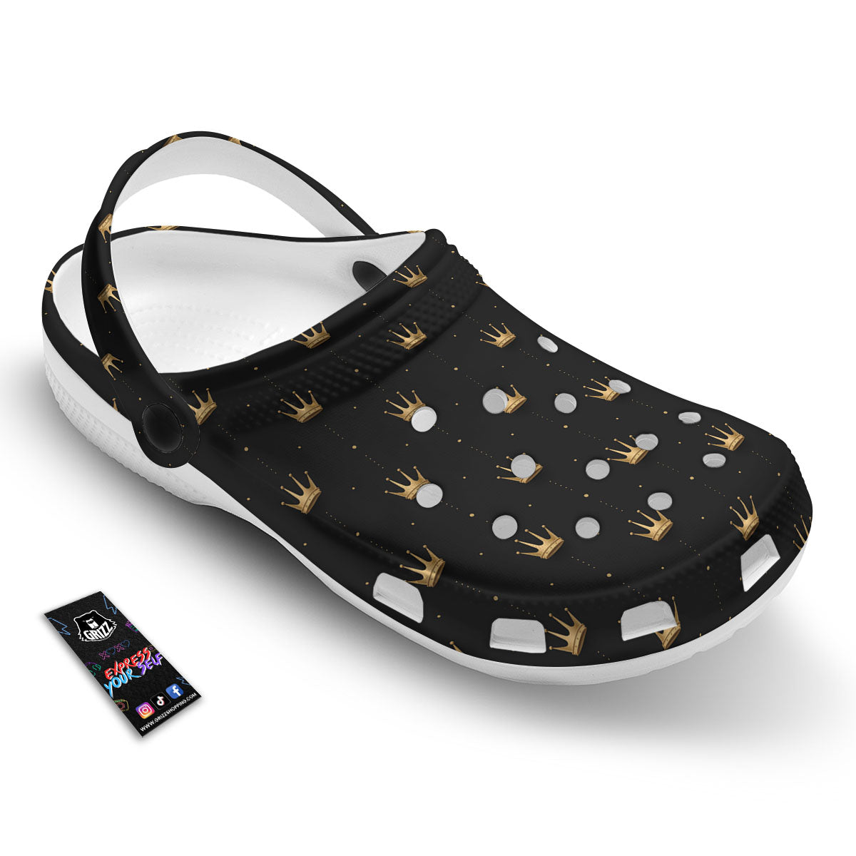 Gold Crown Print Pattern Clog-grizzshop