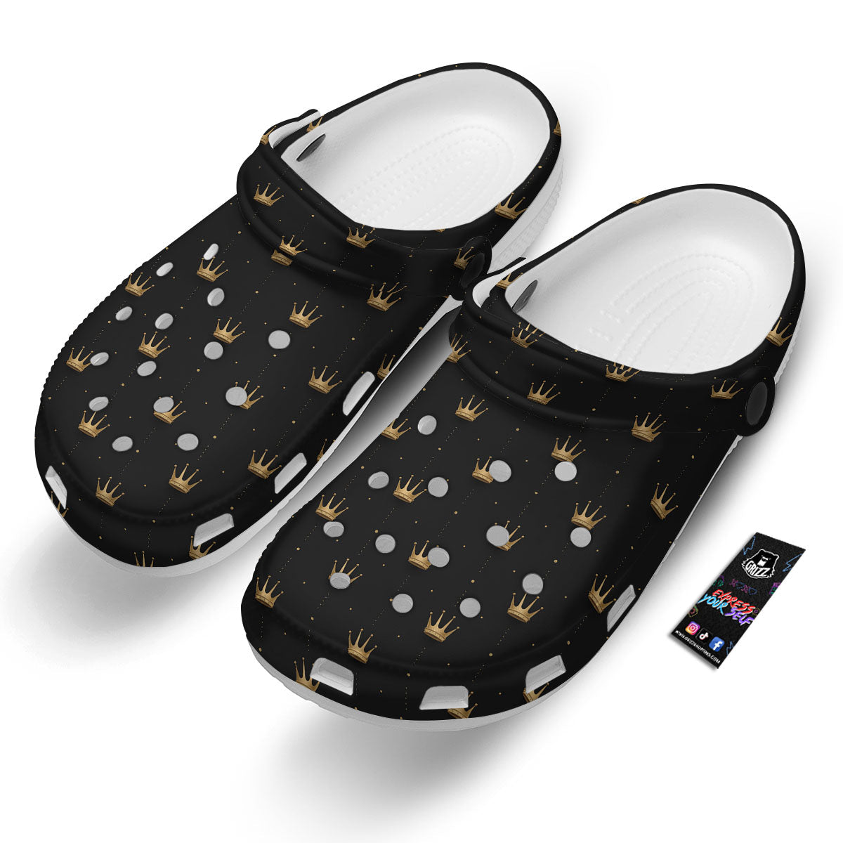 Gold Crown Print Pattern Clog-grizzshop