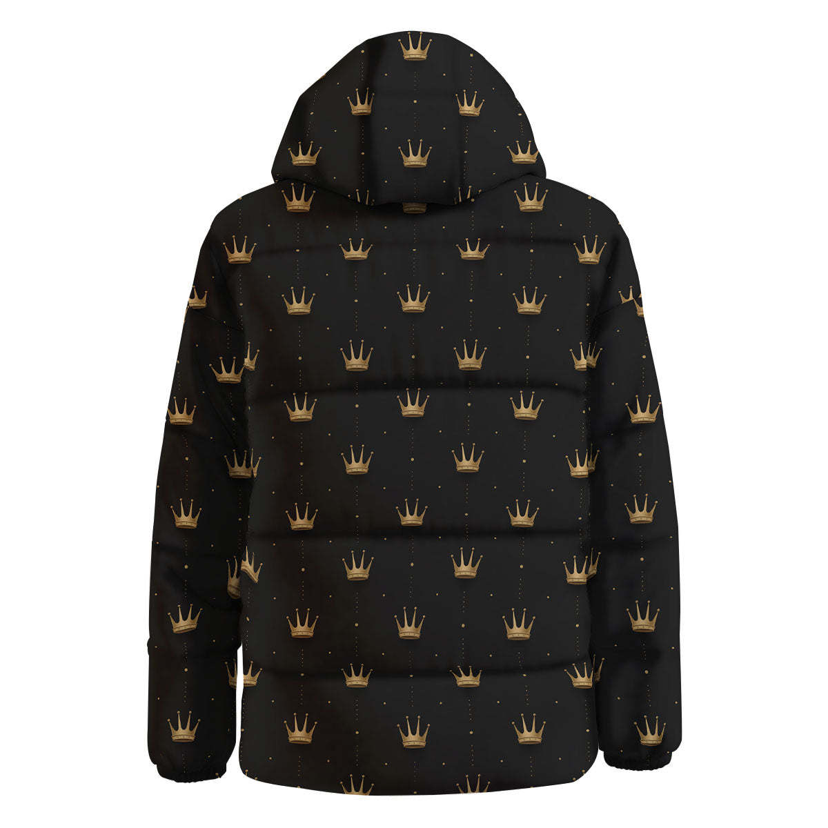 Gold Crown Print Pattern Down Jacket-grizzshop