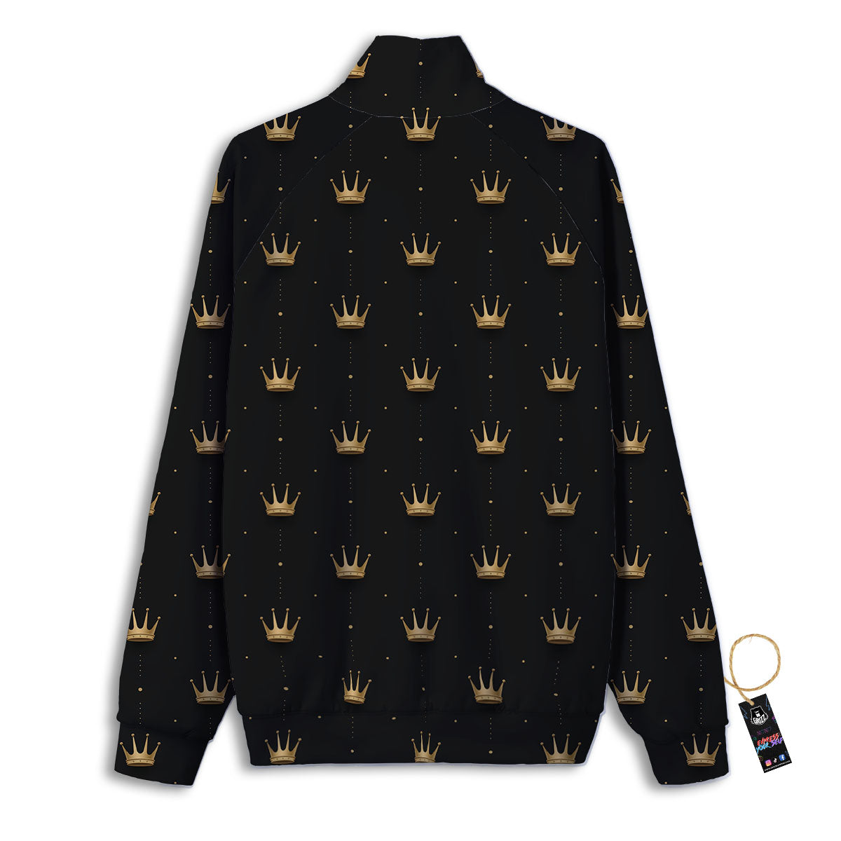 Gold Crown Print Pattern Track Jacket-grizzshop
