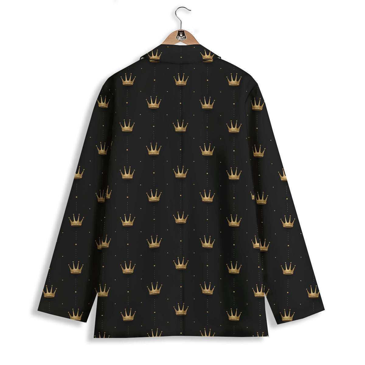 Gold Crown Print Pattern Women's Blazer-grizzshop