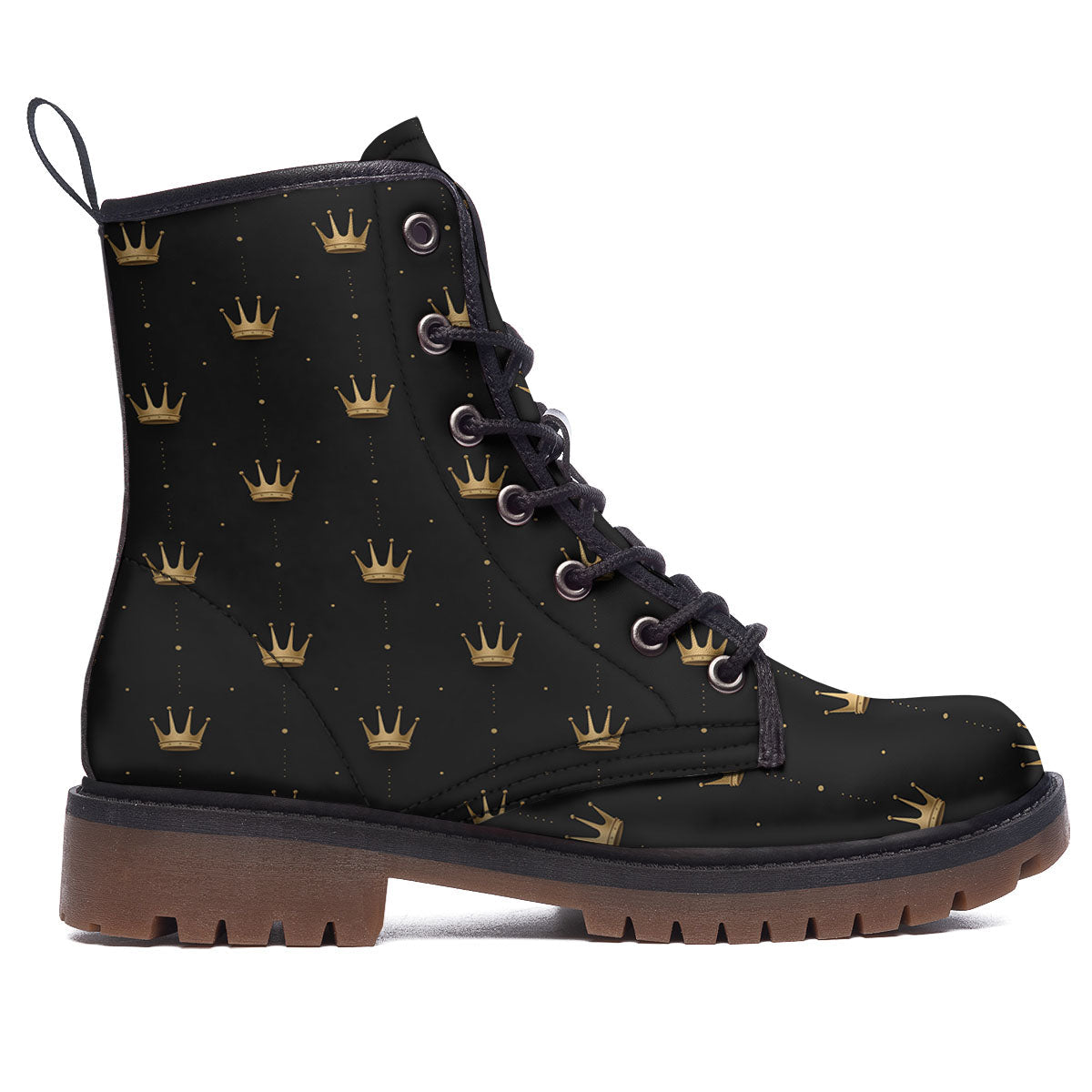 Gold Crown Print Pattern Work Boots-grizzshop