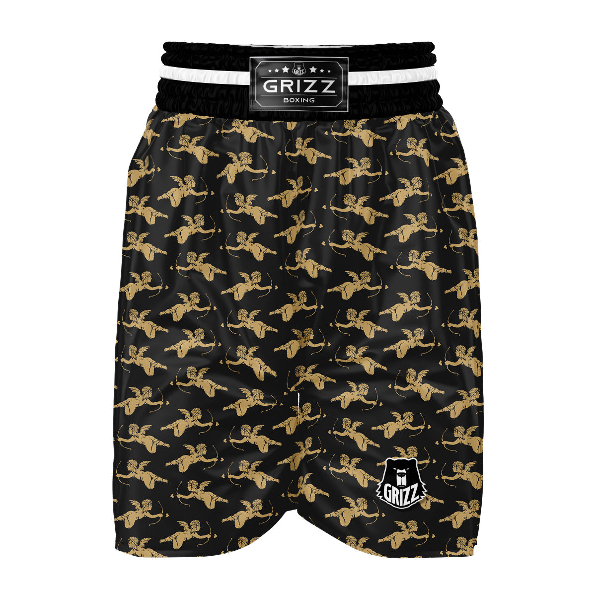 Gold Cupid Print Pattern Boxing Shorts-grizzshop