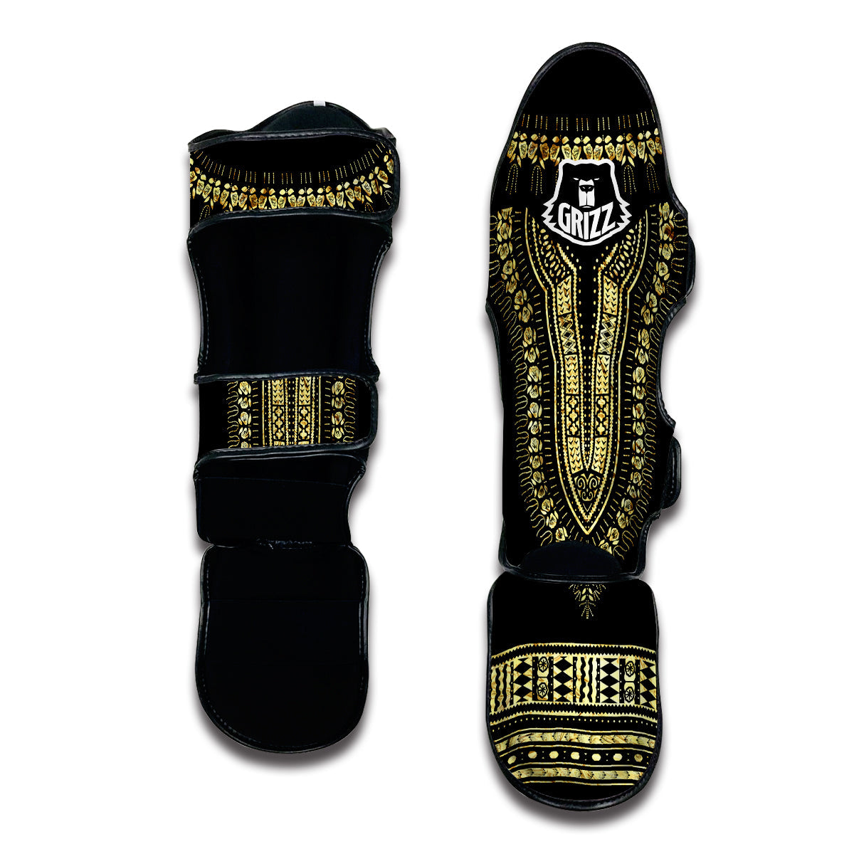 Gold Dashiki Muay Thai Shin Guards-grizzshop