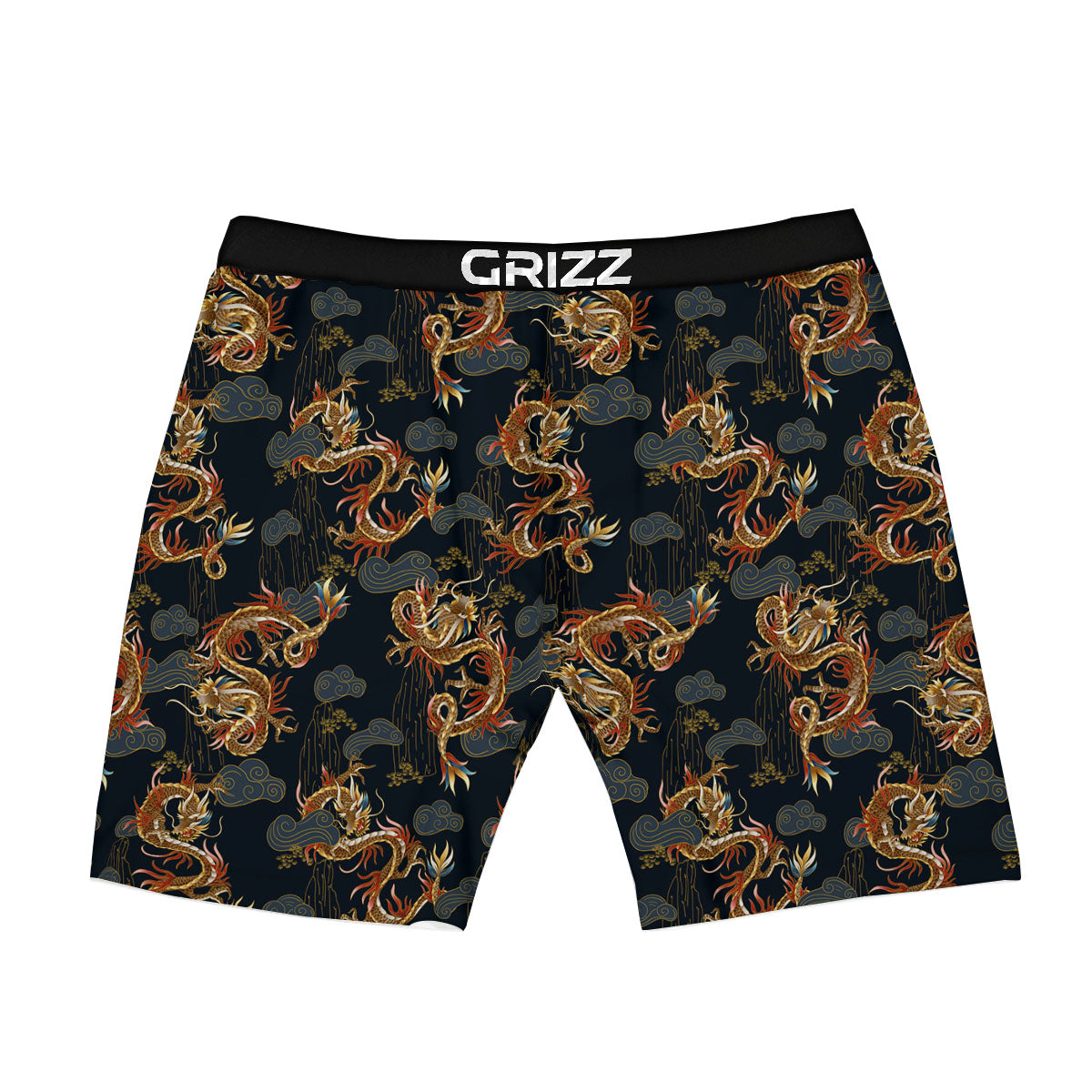 Gold Dragon Japanese Print Pattern Boxer Briefs-grizzshop