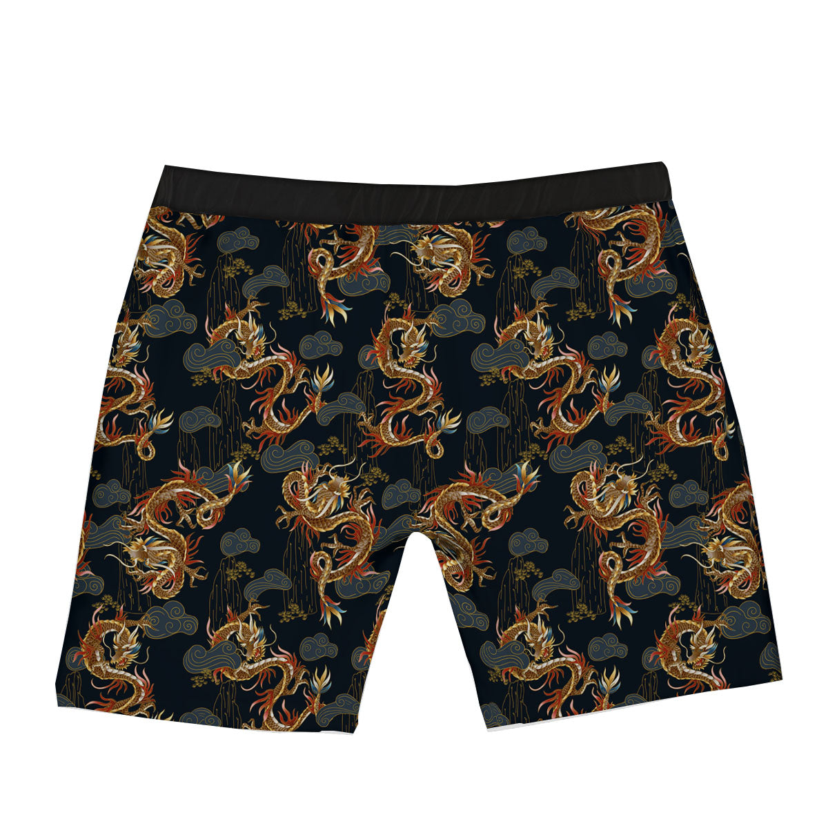 Gold Dragon Japanese Print Pattern Boxer Briefs-grizzshop