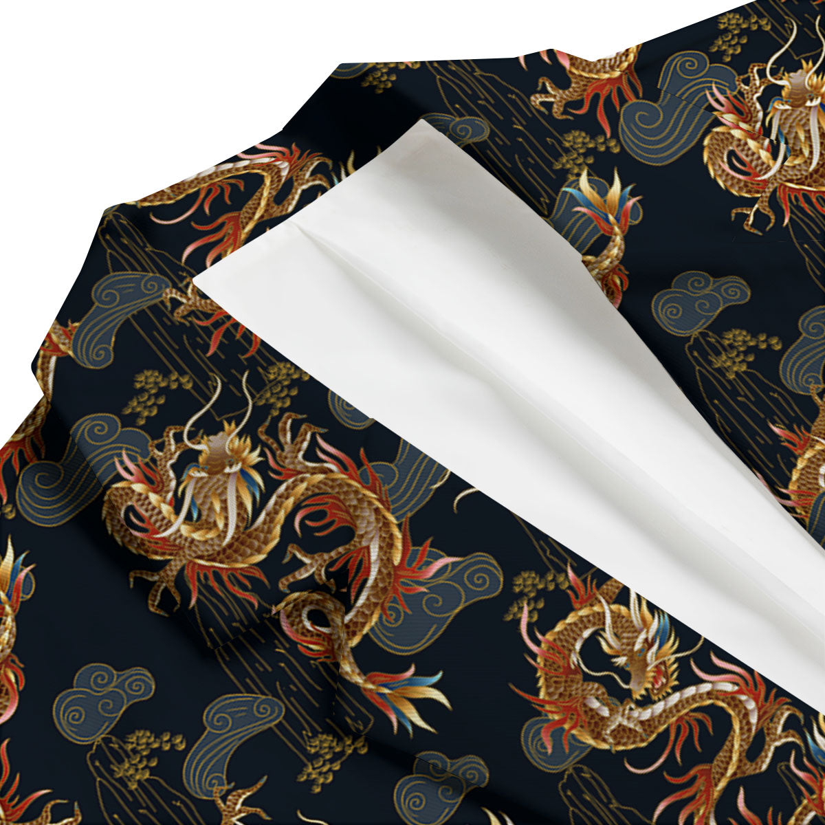Gold Dragon Japanese Print Pattern Men's Blazer-grizzshop