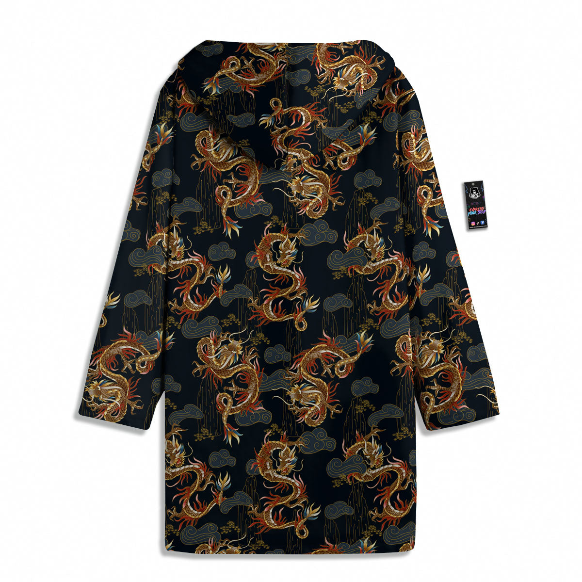 Gold Dragon Japanese Print Pattern Men's Windbreaker Jacket-grizzshop