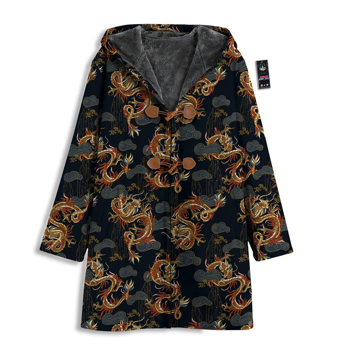 Gold Dragon Japanese Print Pattern Men's Windbreaker Jacket-grizzshop
