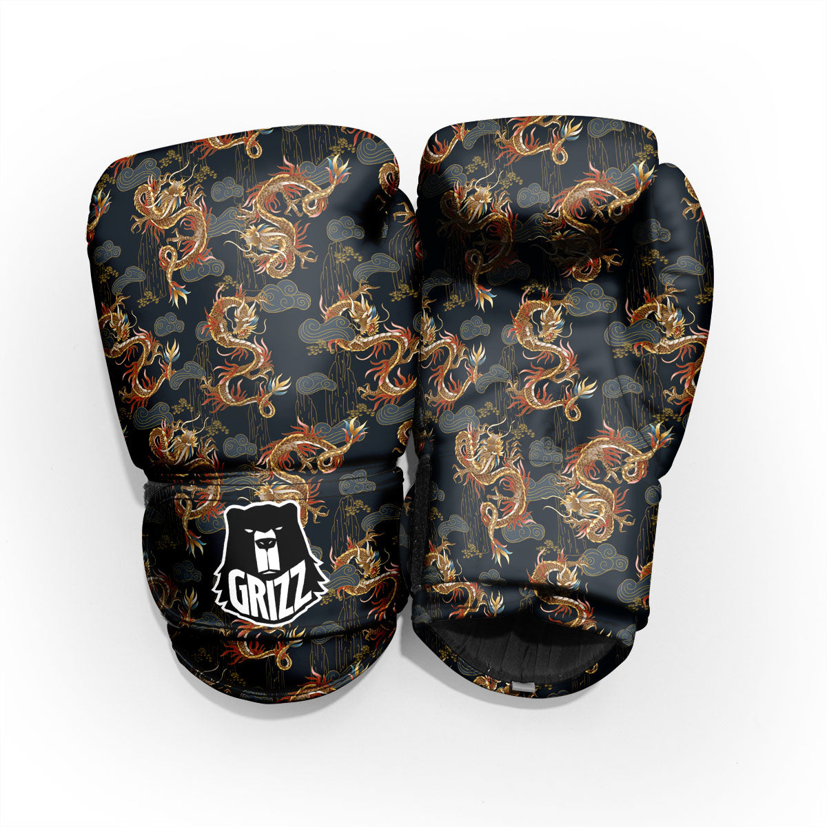 Gold Dragon Japanese Print Pattern Pro Boxing Glove