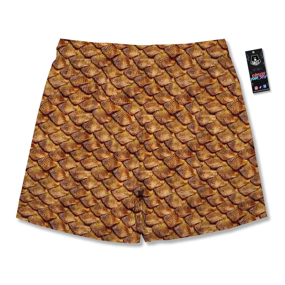 Gold Dragons Skin 3D Print Pattern Men's Running Shorts-grizzshop
