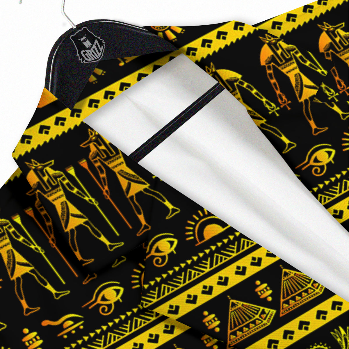 Gold Egypt Ethnic Print Men's Sport Coat-grizzshop