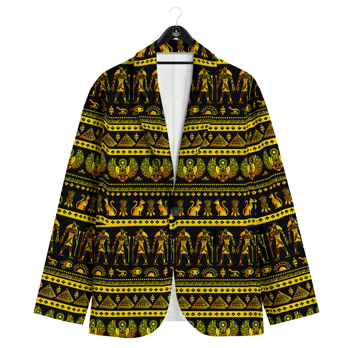 Gold Egypt Ethnic Print Men's Sport Coat-grizzshop
