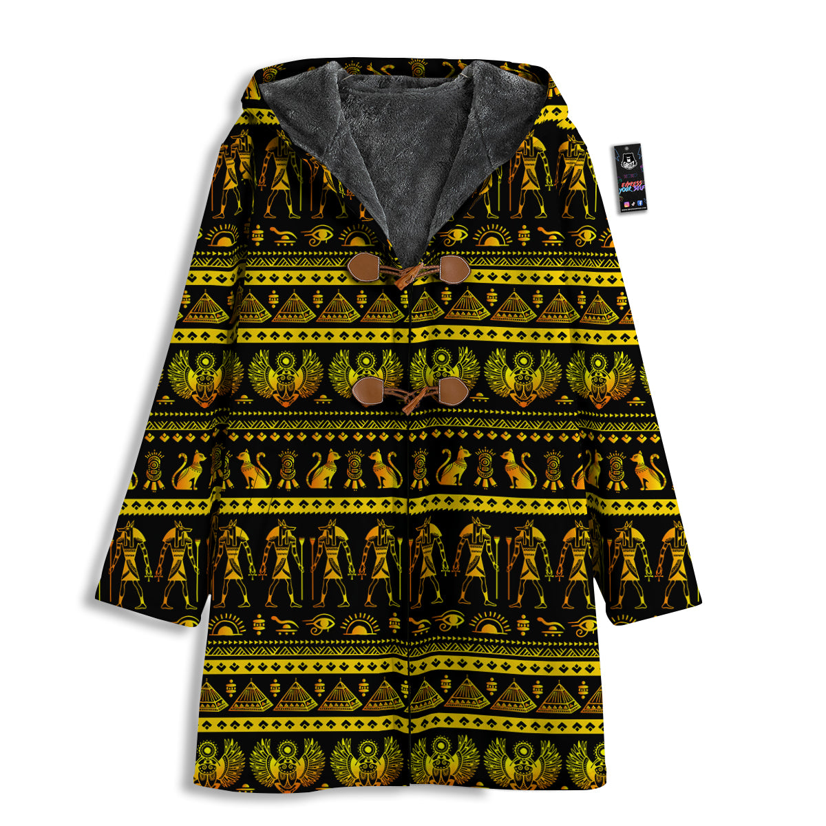 Gold Egypt Ethnic Print Men's Windbreaker Jacket-grizzshop