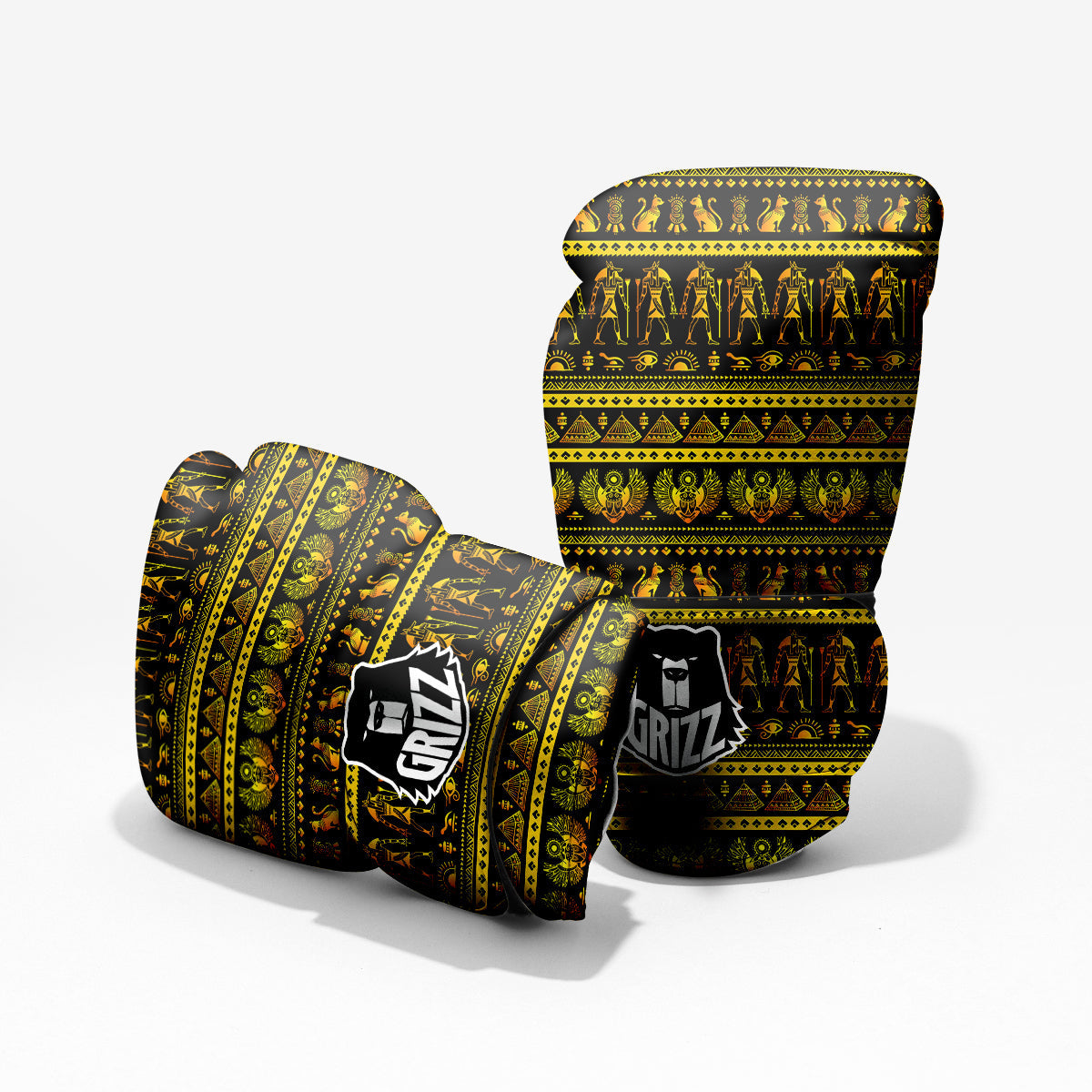 Gold Egypt Ethnic Print Pro Boxing Glove