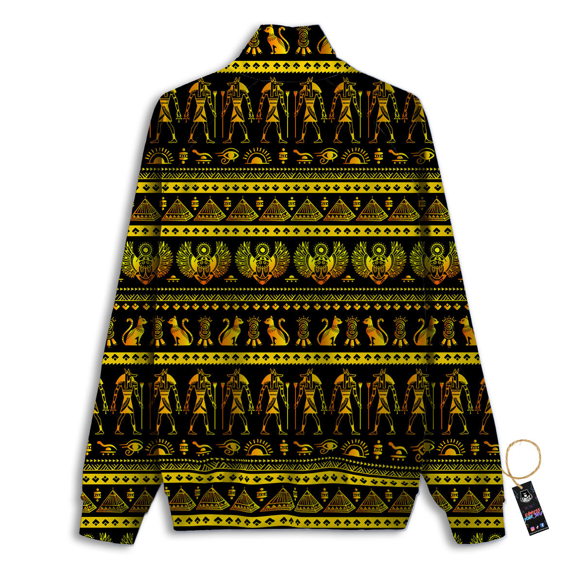 Gold Egypt Ethnic Print Track Jacket-grizzshop