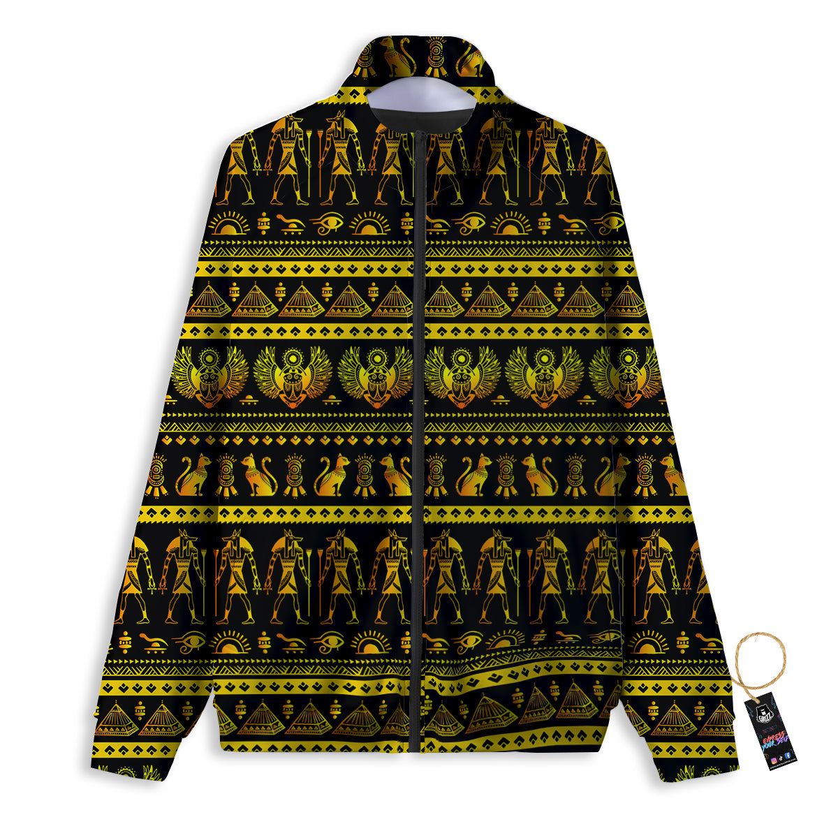 Gold Egypt Ethnic Print Track Jacket-grizzshop