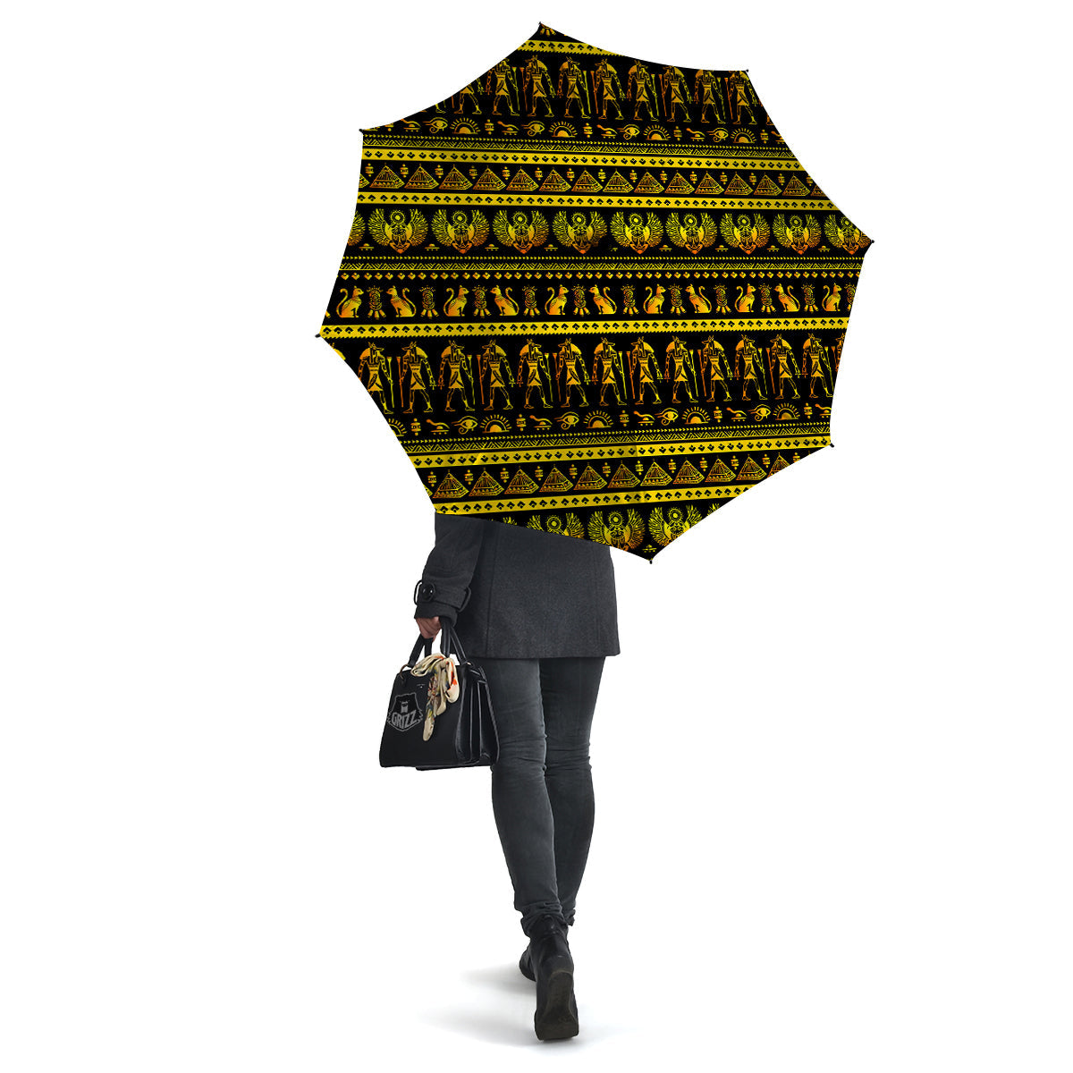 Gold Egypt Ethnic Print Umbrella-grizzshop