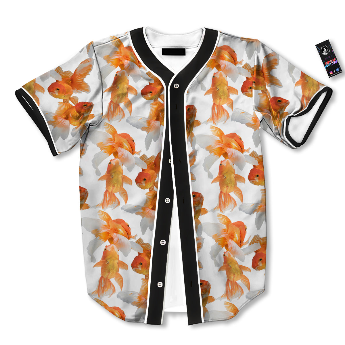 Gold Fish And White Print Pattern Baseball Jersey-grizzshop