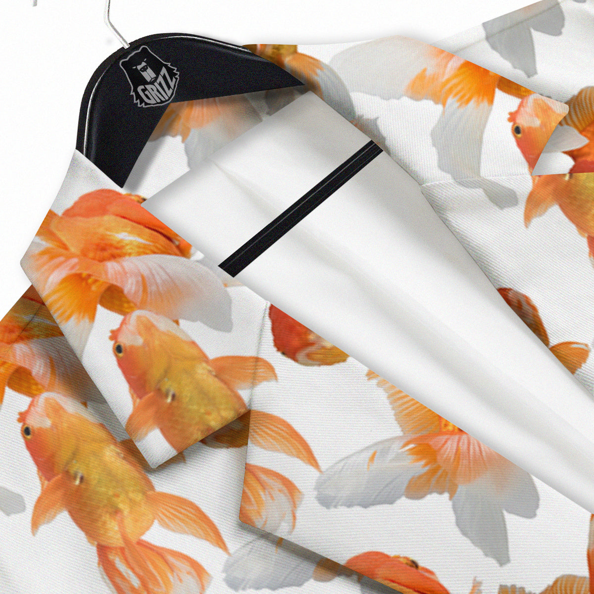 Gold Fish And White Print Pattern Men's Sport Coat-grizzshop