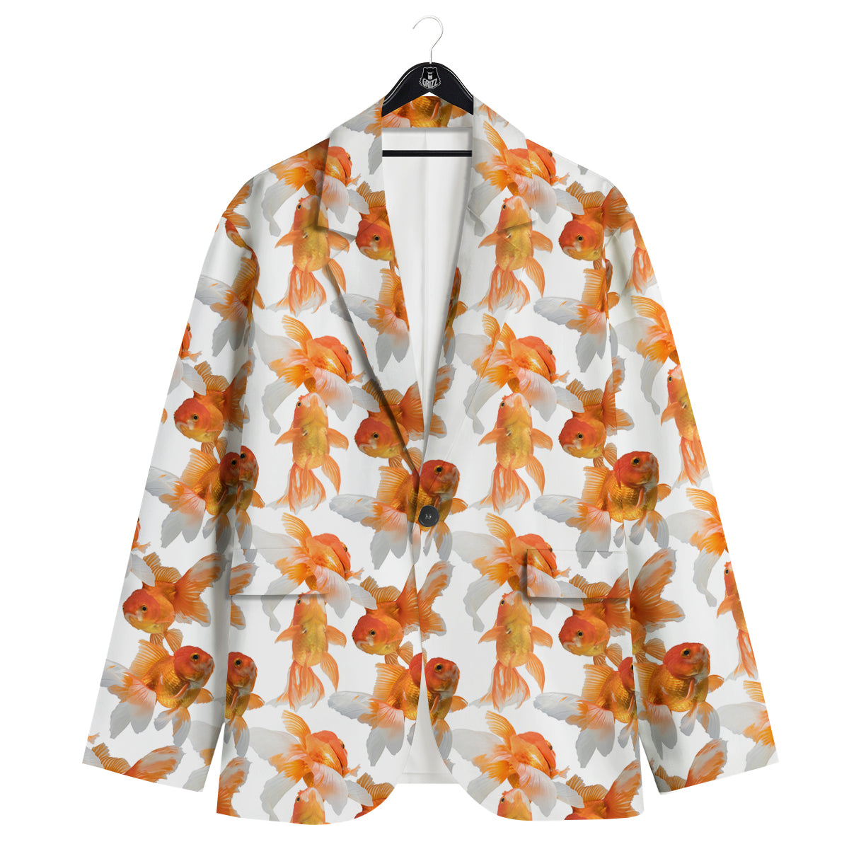Gold Fish And White Print Pattern Men's Sport Coat-grizzshop