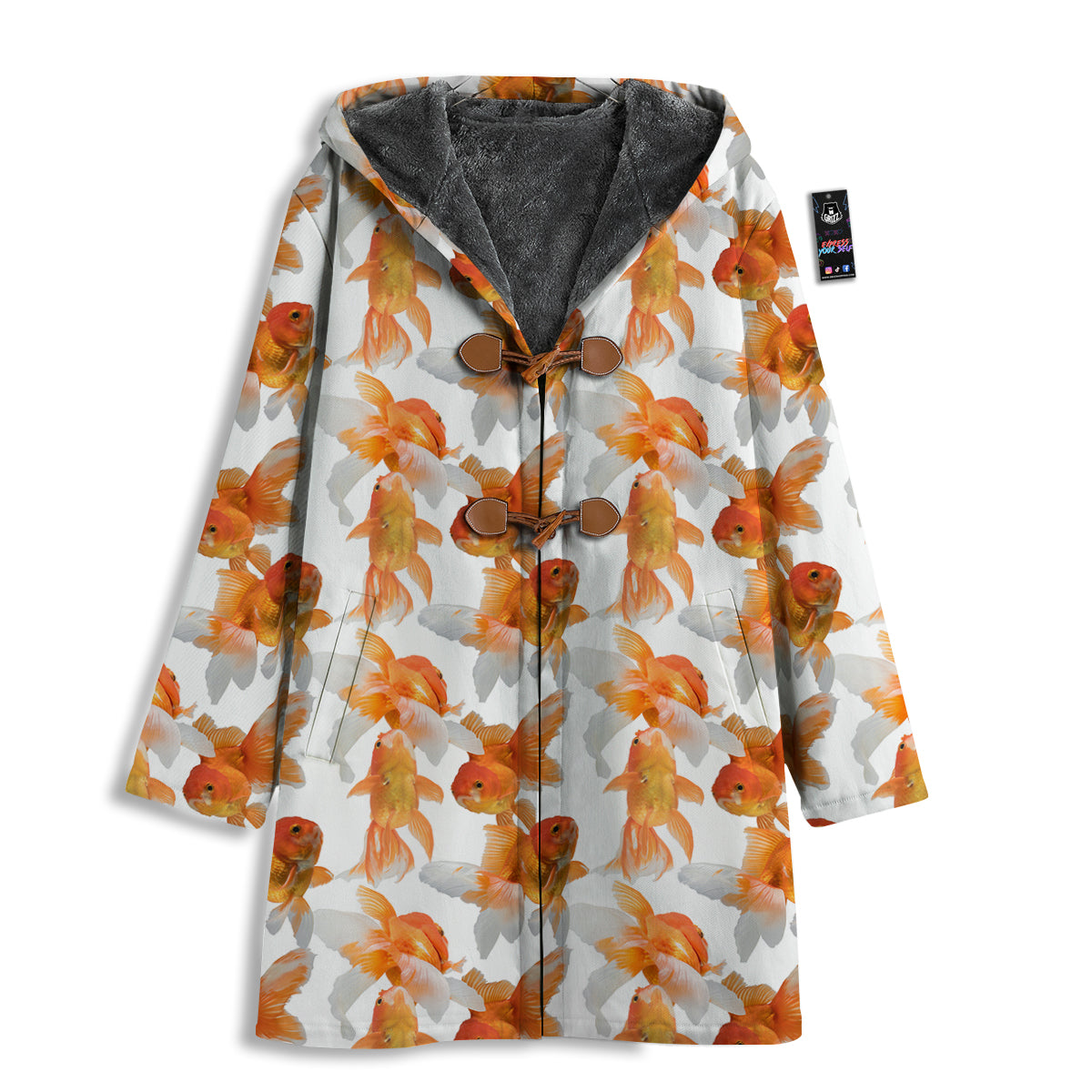 Gold Fish And White Print Pattern Men's Windbreaker Jacket-grizzshop