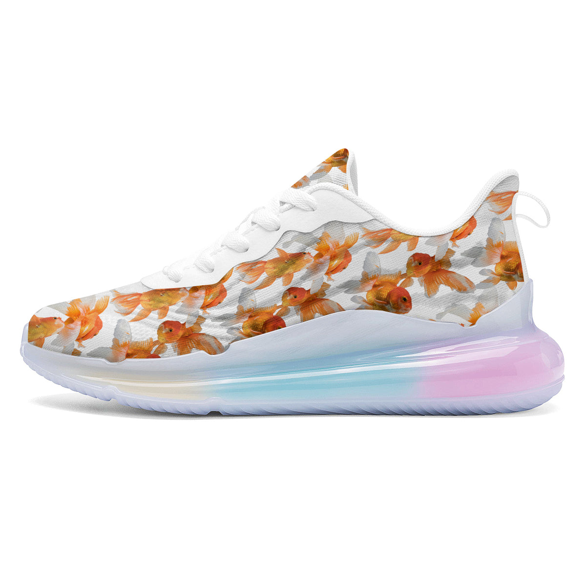 Gold Fish And White Print Pattern Running Sneakers-grizzshop