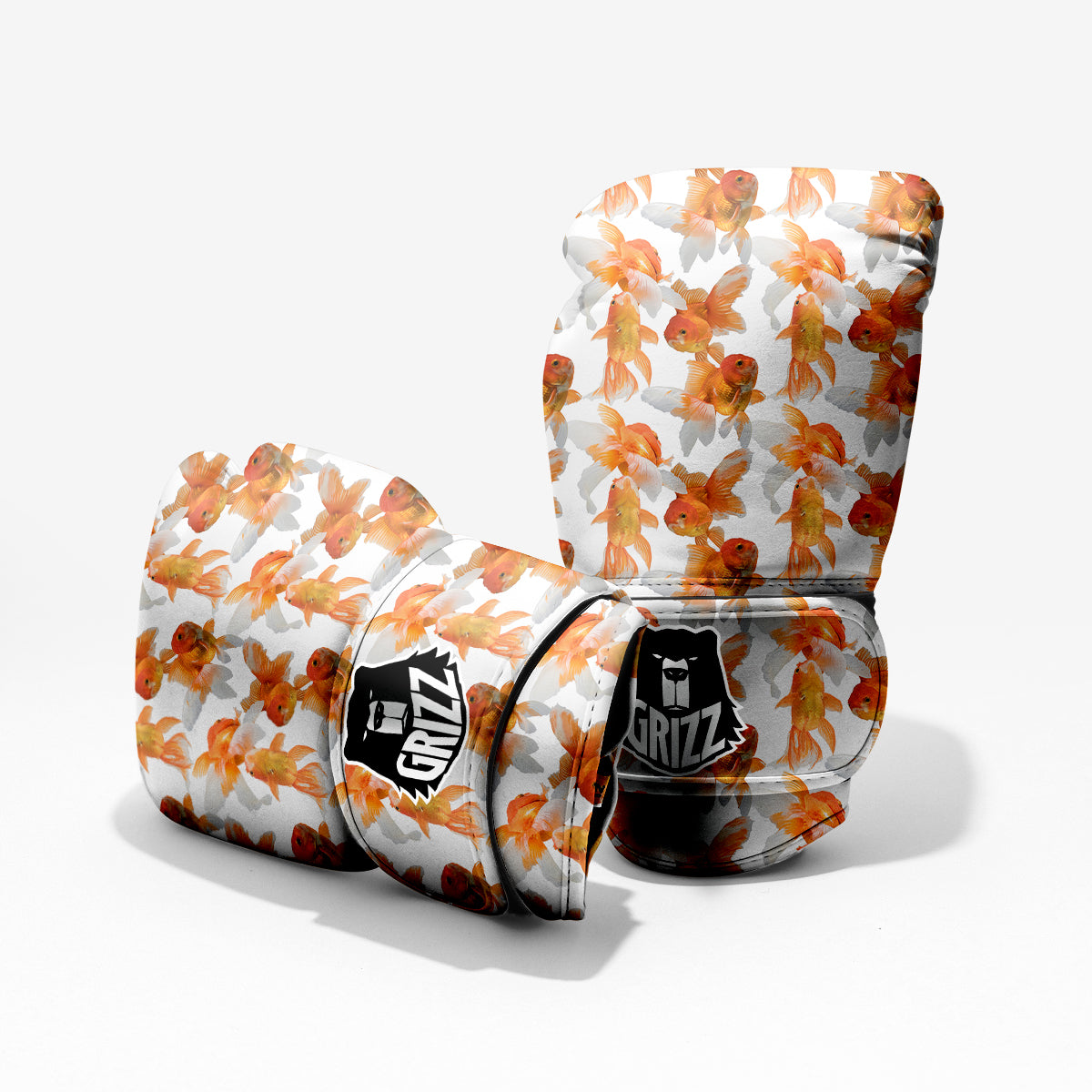 Gold Fish And White Print Pattern Pro Boxing Glove
