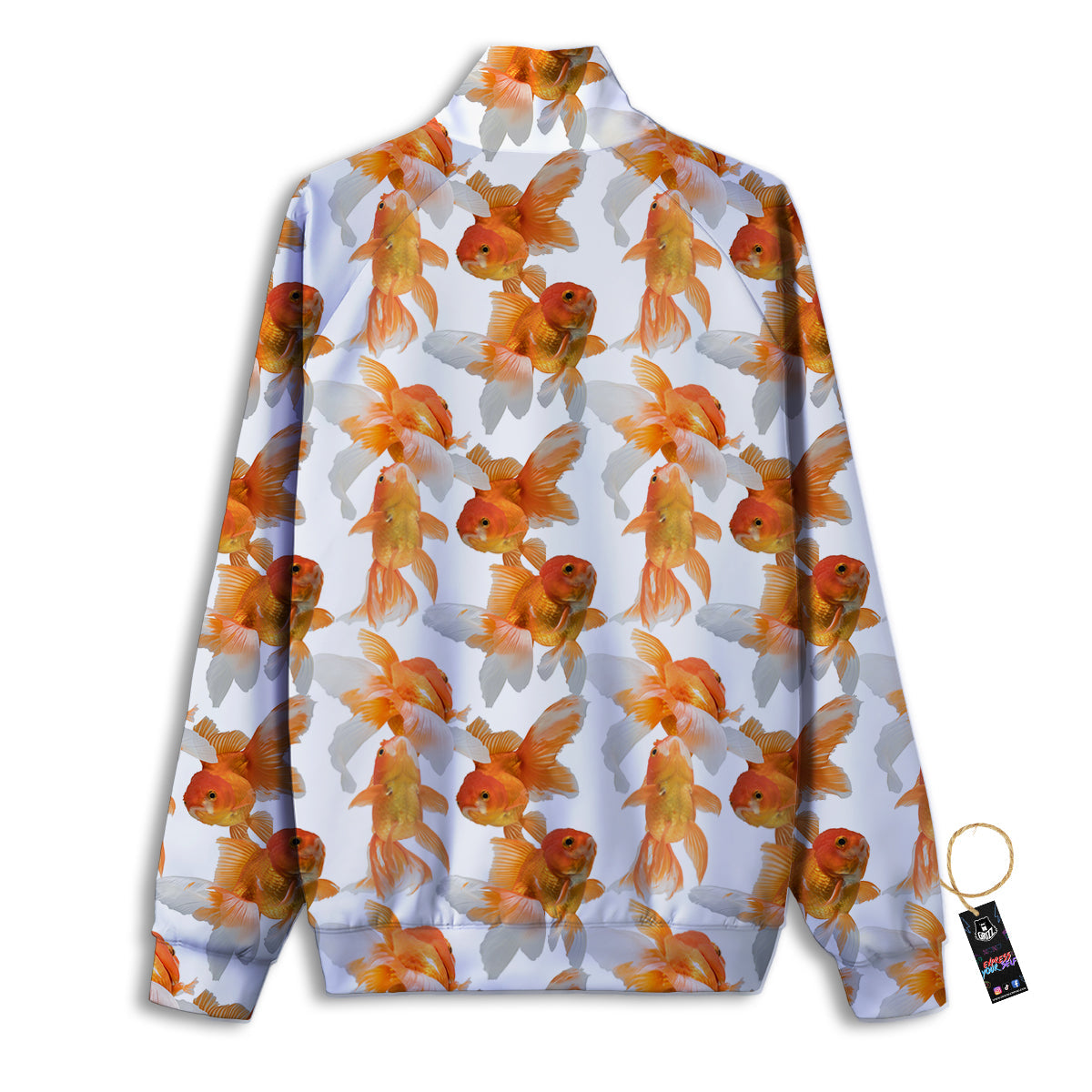Gold Fish And White Print Pattern Track Jacket-grizzshop
