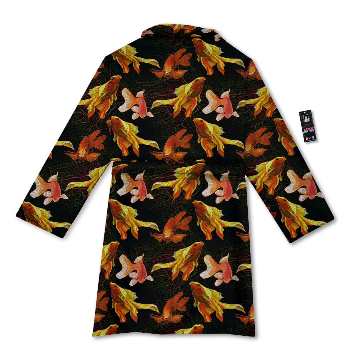 Gold Fish Drawing Print Pattern Bathrobe-grizzshop