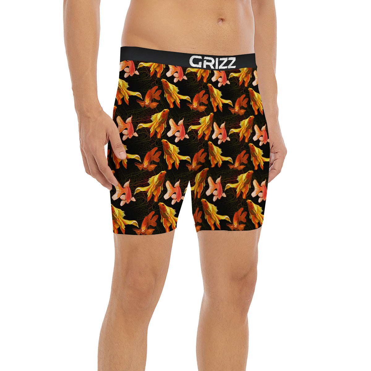 Gold Fish Drawing Print Pattern Boxer Briefs-grizzshop