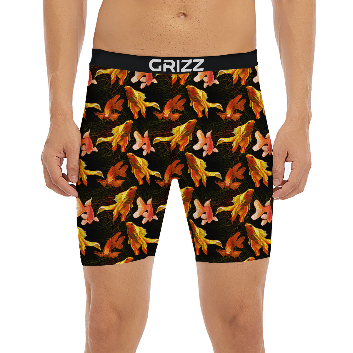 Gold Fish Drawing Print Pattern Boxer Briefs-grizzshop
