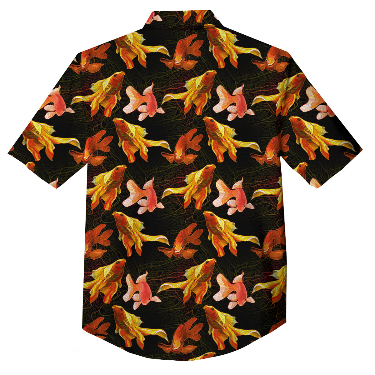 Gold Fish Drawing Print Pattern Button Up Shirt-grizzshop