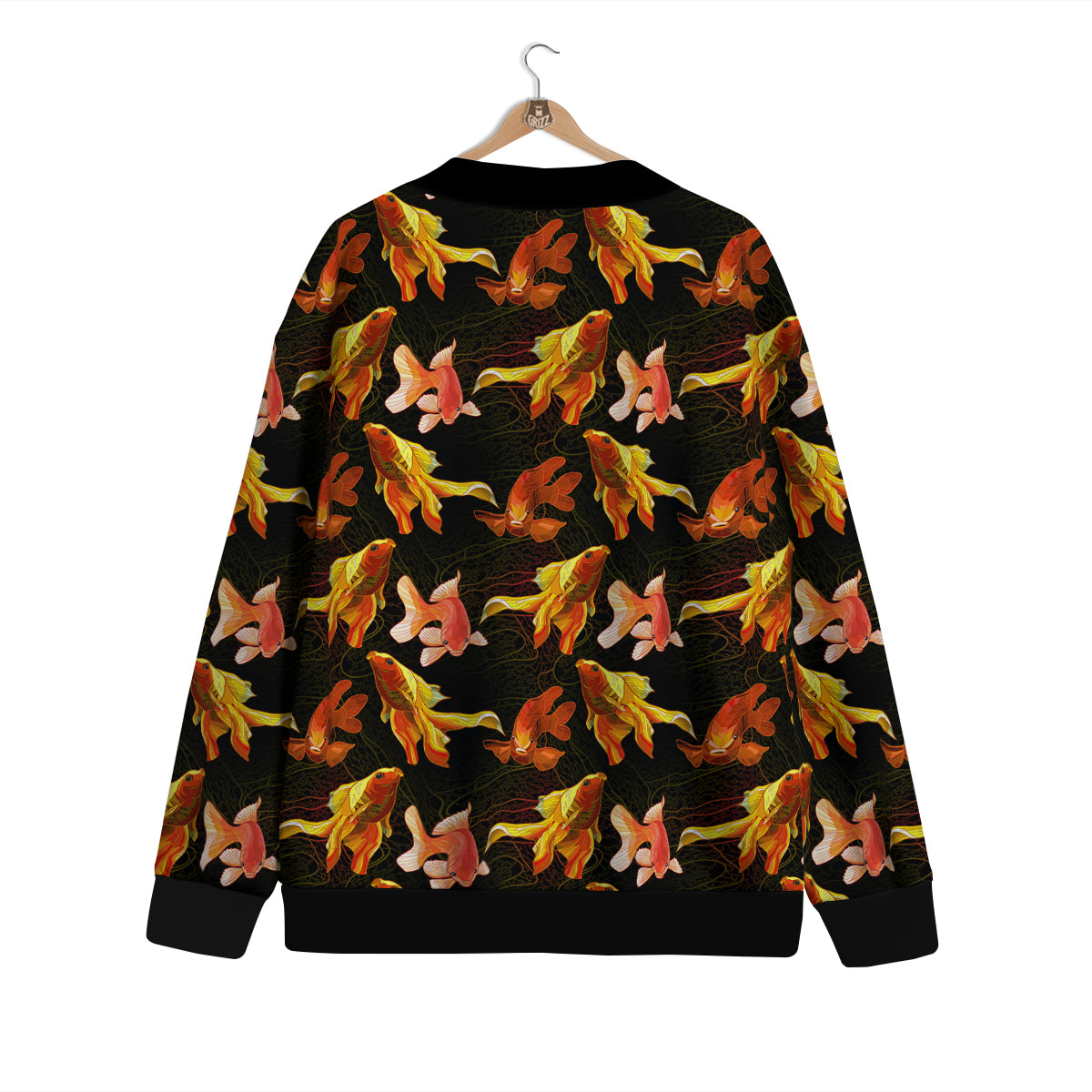 Gold Fish Drawing Print Pattern Cardigan-grizzshop